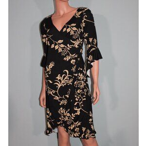 La Belle Vintage Black and Tan Midi Dress